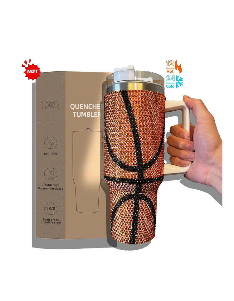 40 oz Rhinestone Basketball Tumbler